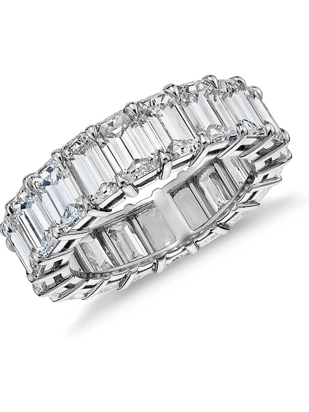 NWOT NYC Sterling Emerald Cut Eternity Band Cz Ring Size 7